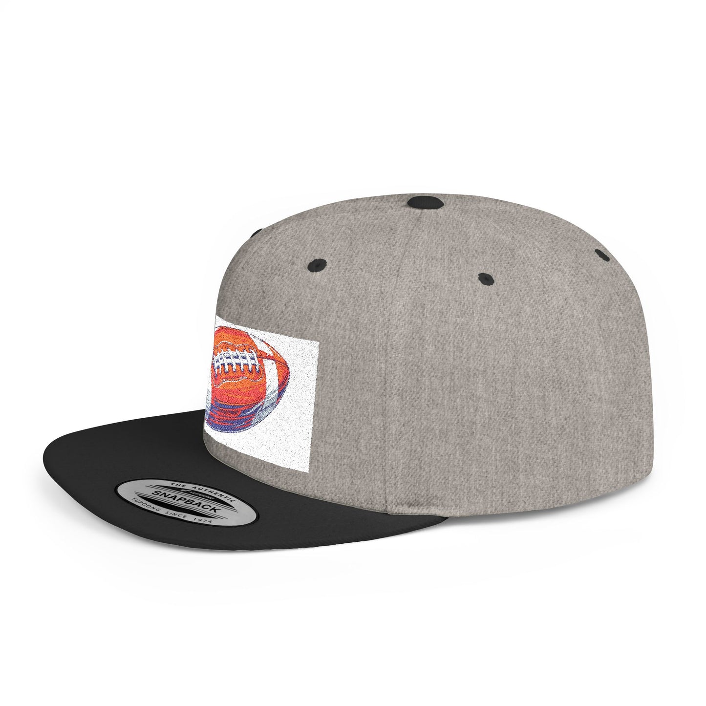 Football Flat Bill Snapback Hat, Casual Sports Cap, Gift for Sports Fans, Perfect for Game Day, Tailgating
